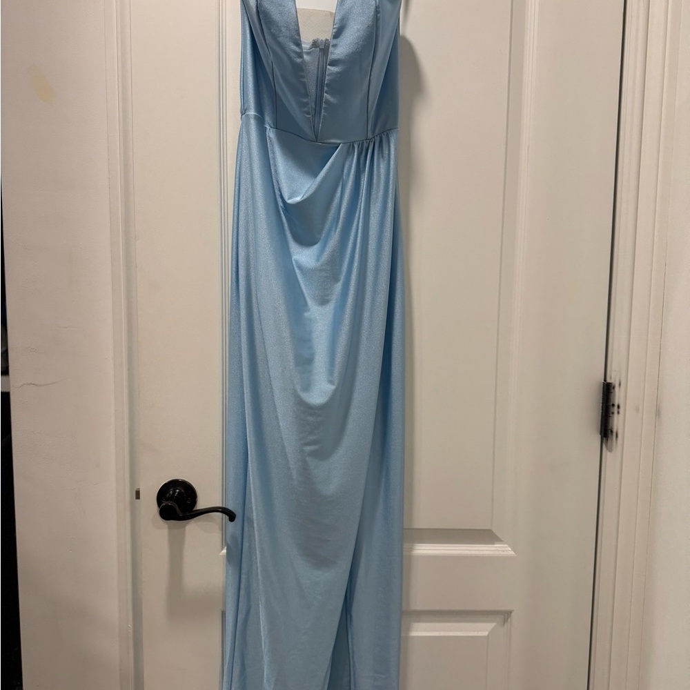 Michael Costello Strapless Sky Blue Gown
